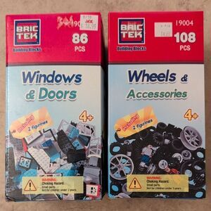 Bric Tek Building Blocks Set - Windows & Doors and Wheels & Accessories Mini Fig